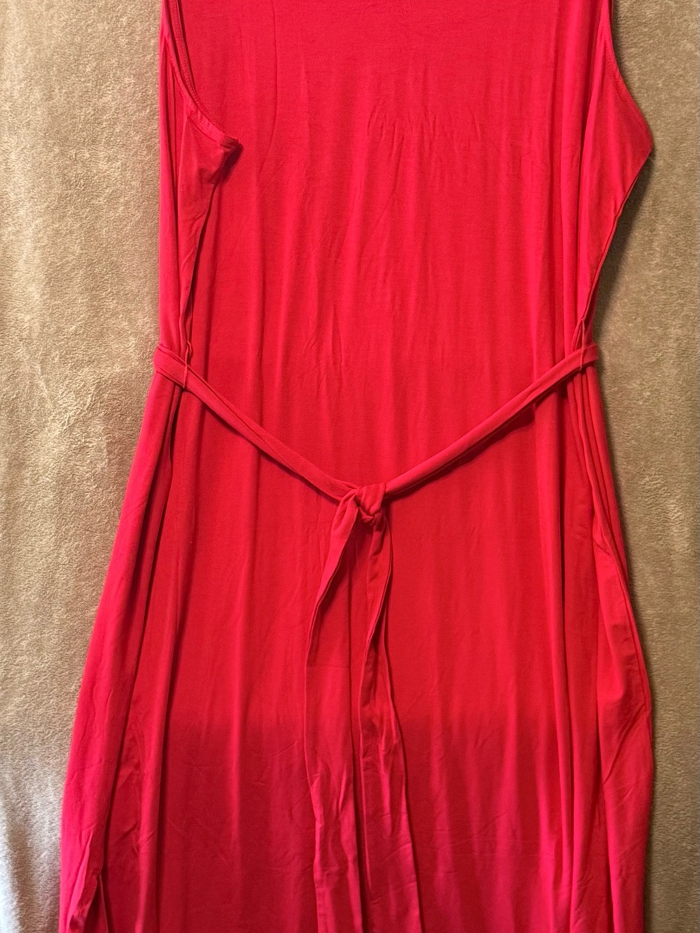 St. John's Bay Red Women's 3X sleeveless maxi dress with removable fabric belt